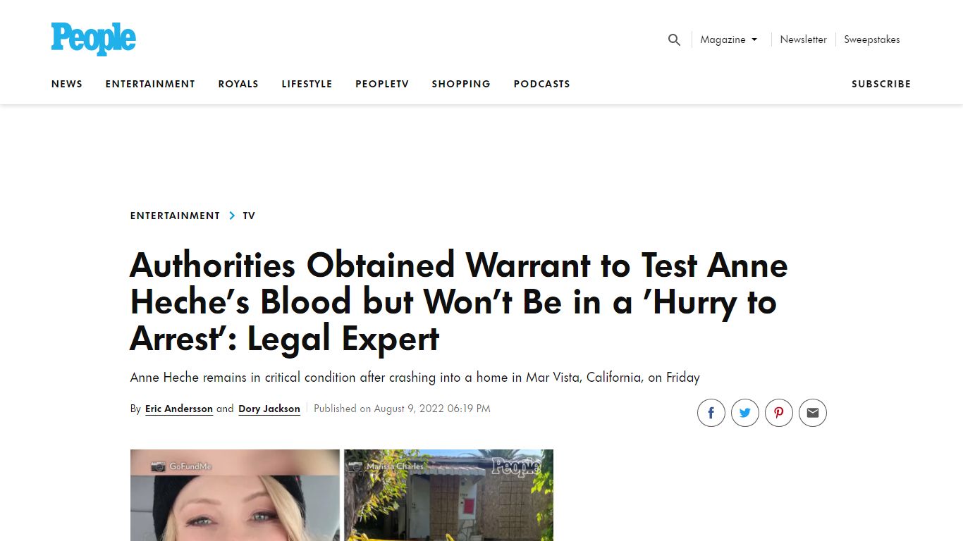 Authorities Obtained Warrant to Test Anne Heche's Blood After Crash